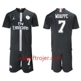 Paris Saint Germain Fodboldtrøjer Mbappe 7 Jodan Sort Børn 3. sæt 2018/19 Kort ærmer